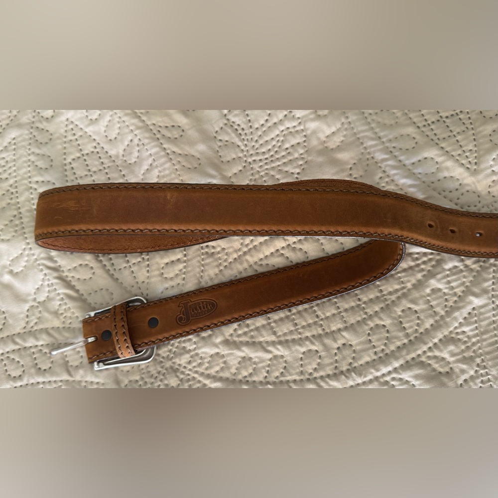 Justin Tan Leather Belt NWOT - Picture 4 of 6